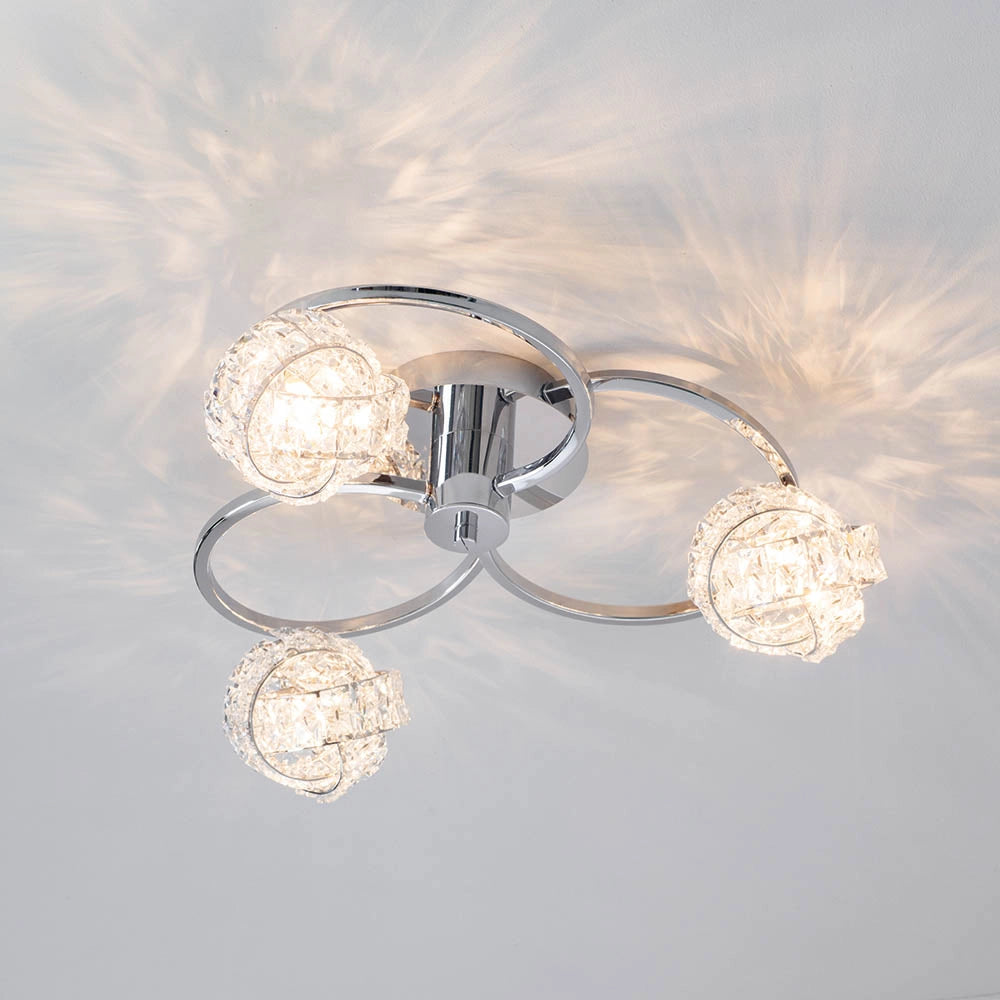 Plafoniera Talia Endon cromo cristallo 3xG9 dimmer