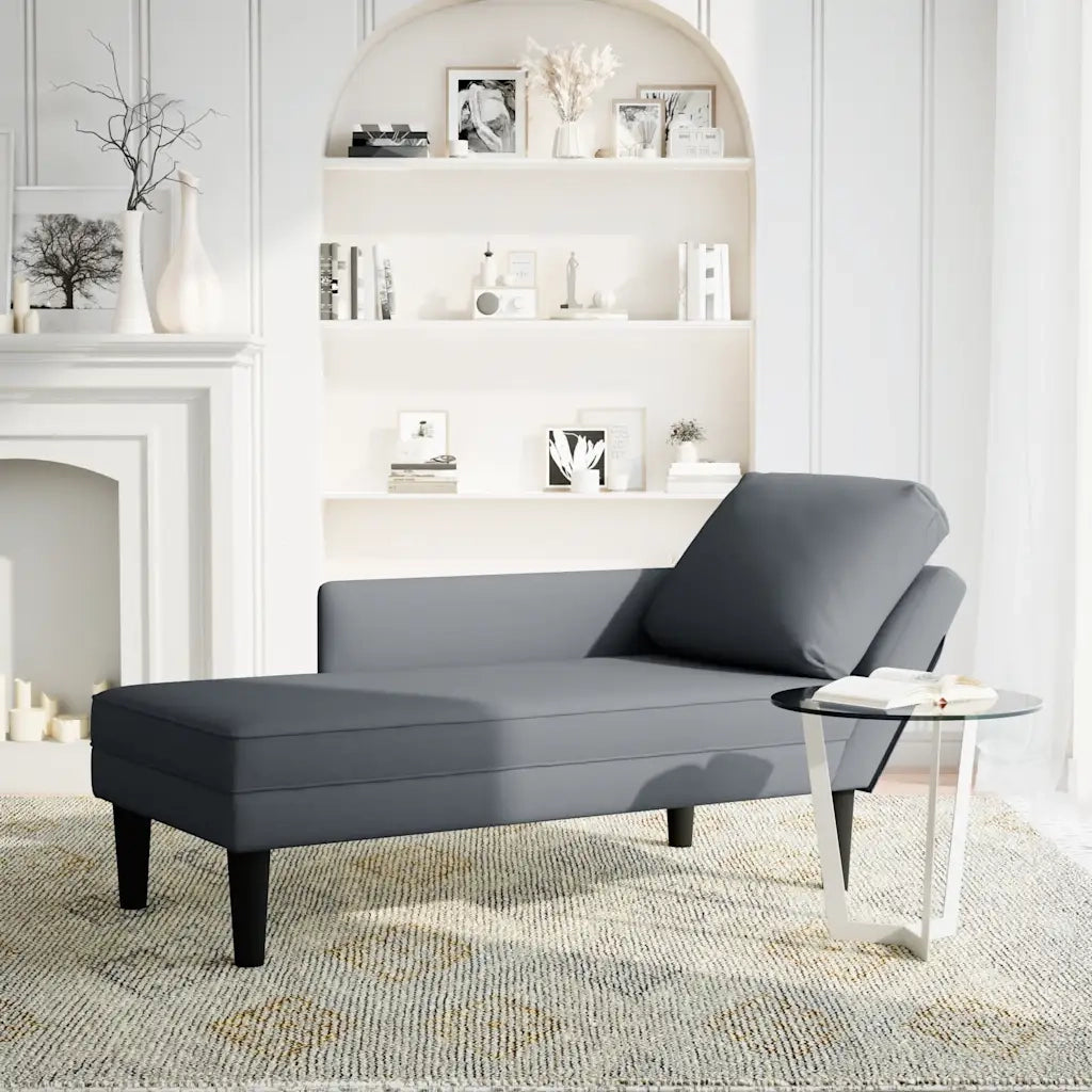 Sdraio con Cuscino e Bracciolo Destro in Velluto Grigio Scuro 4009808