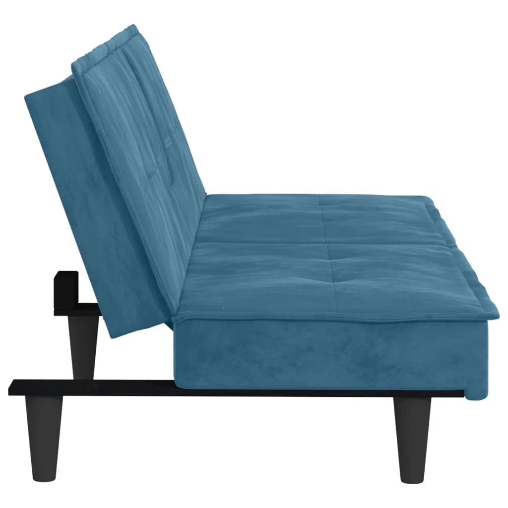 Divano letto con portabicchieri velluto blu 02_0021021