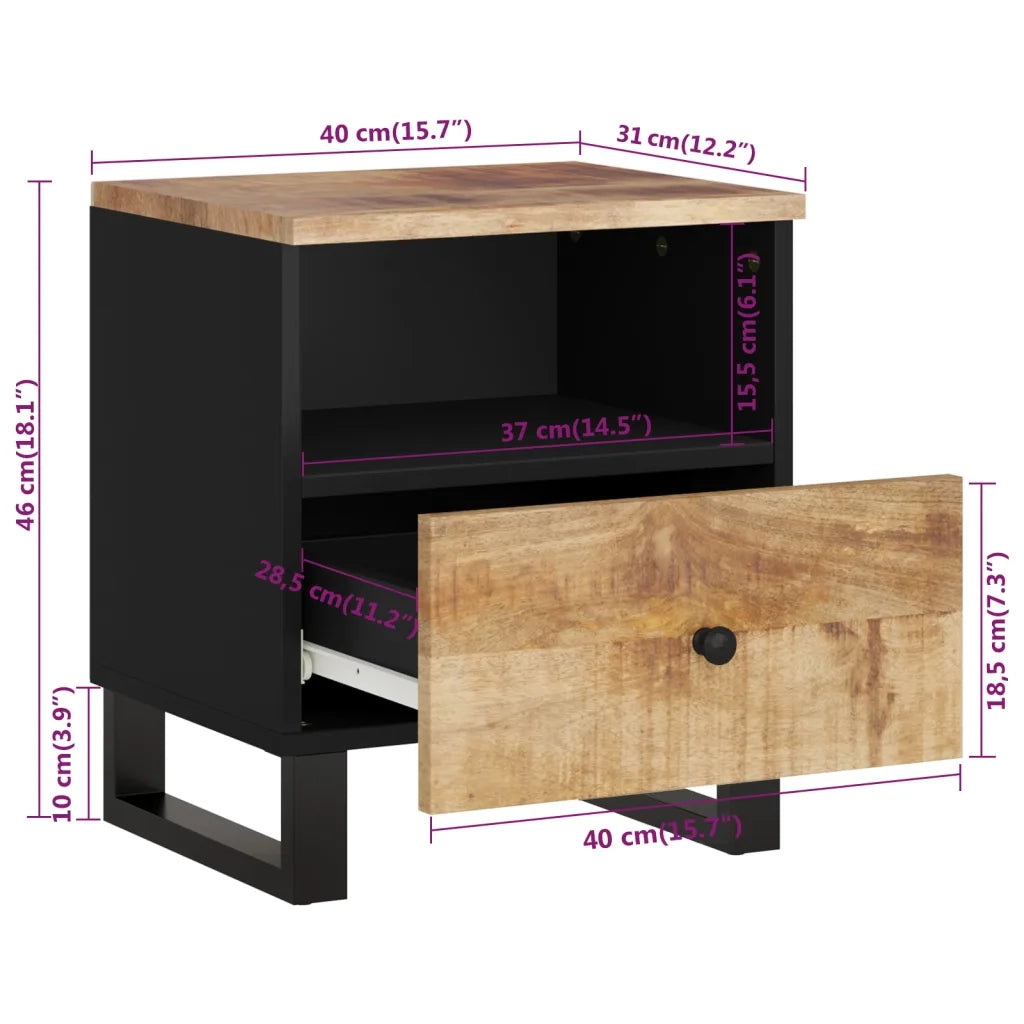 Comodino in Legno Massello di Mango e Legno Multistrato 350648