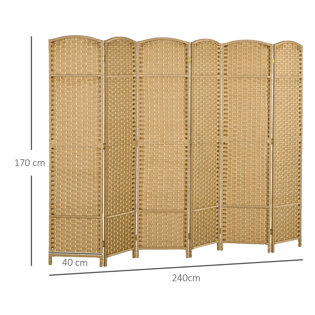 Paravento ¨C Minimal ¨C Naturale, Legno, 6 Pannelli, Pieghevole