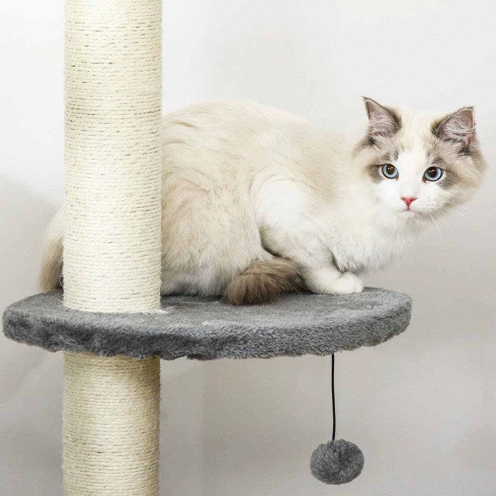 Albero tiragraffi per gatti con piattaforme e palo di sisal ¨C Minimal ¨C 255 cm grigio chiaro