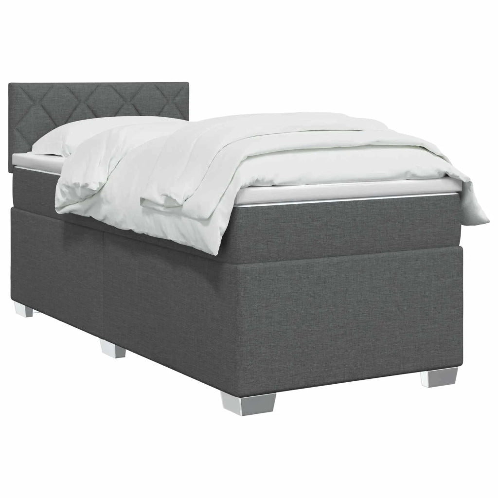Letto con Box Spring, Materasso e LED Grigio Scuro Singolo 3452041