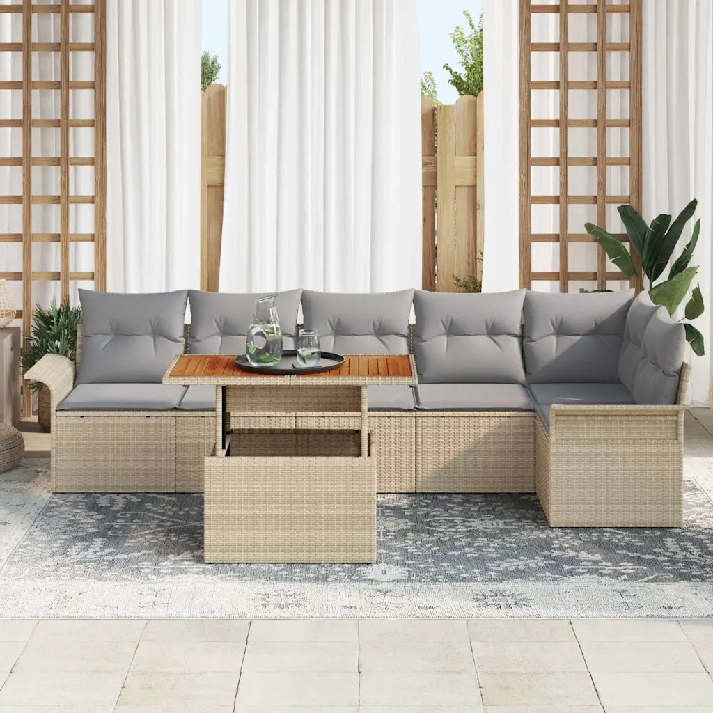 Set Divano da Giardino 7 pcs Beige Poly Rattan 3358079