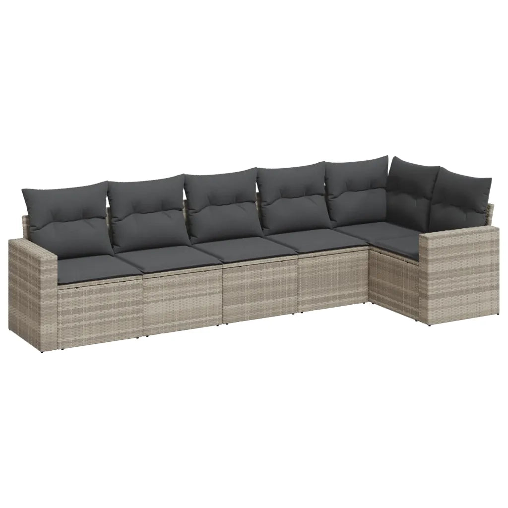 Set Divano da Giardino 6pz con Cuscini Grigio Chiaro Polyrattan 3218982
