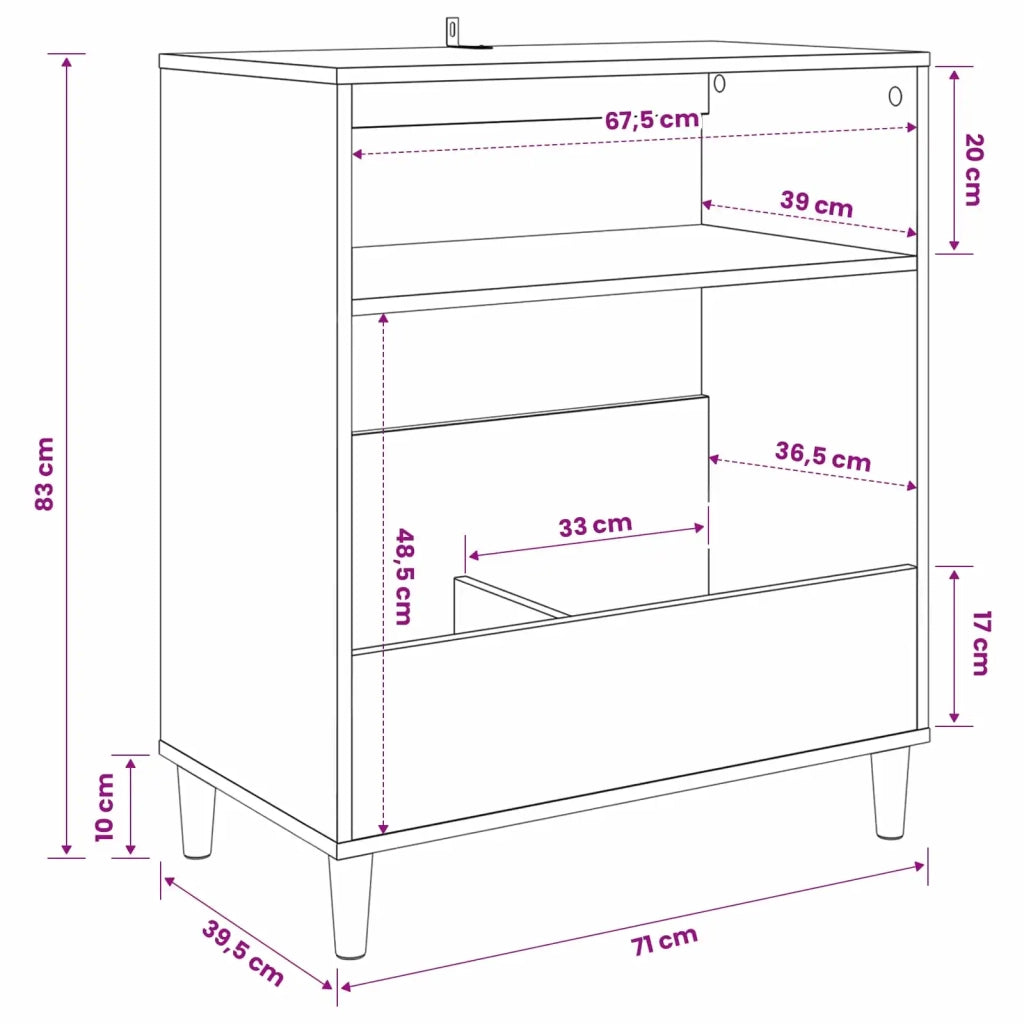 Supporto per giradischi Rovere Nero 71 x 39,5 x 83 cm 8012891