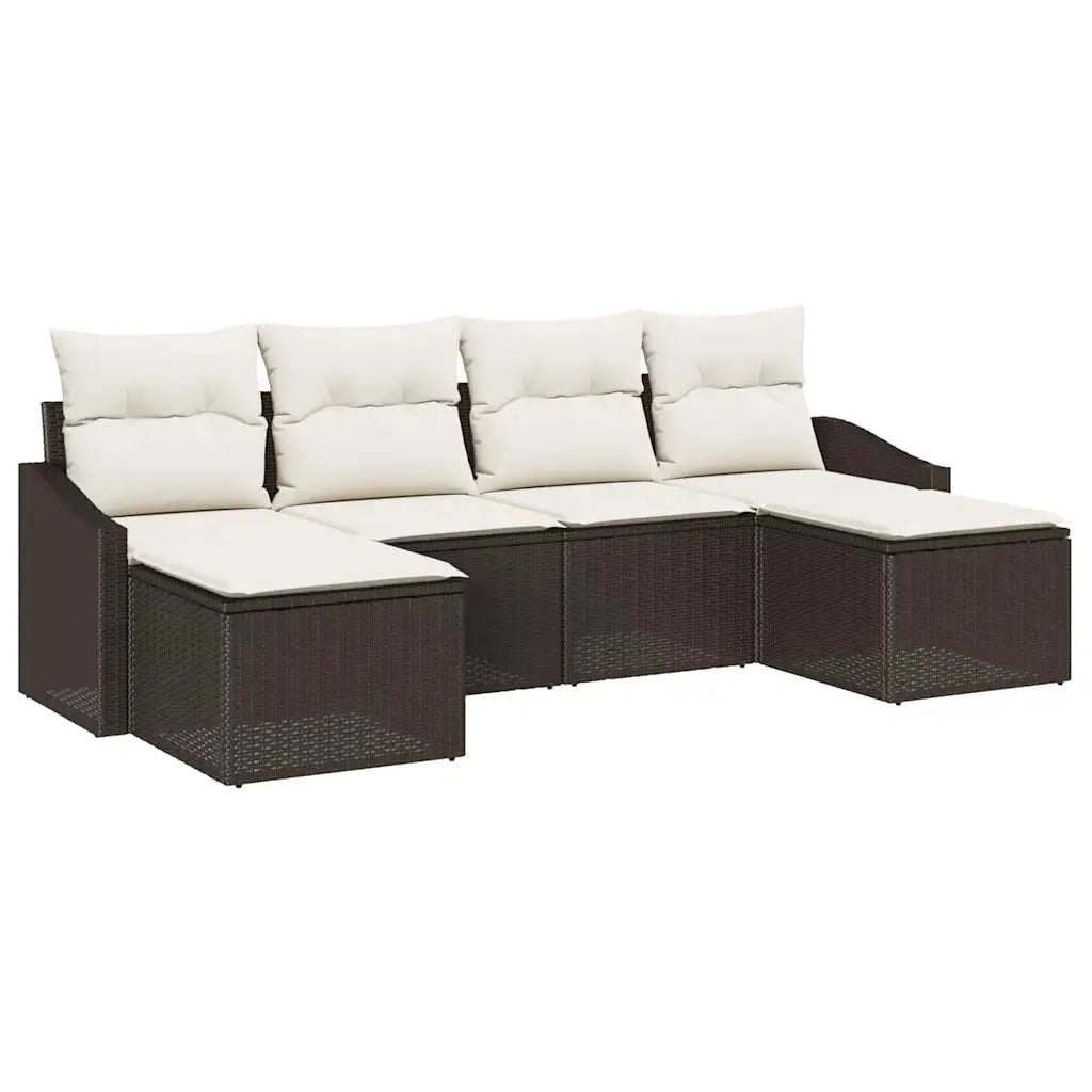 Set di divani con cuscino 6 pcs Marrone polyrattan 3346828