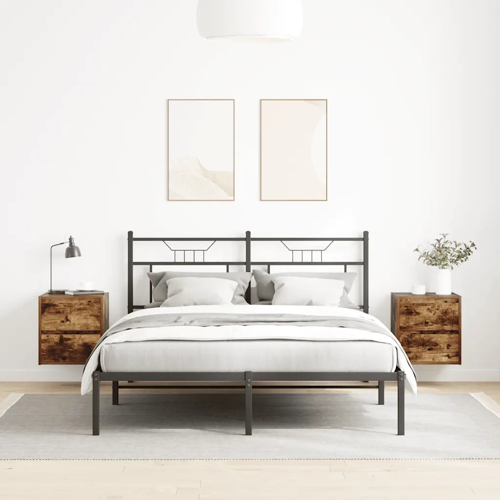 Comodini a Muro 2 pz-Set di 2 Tavolino da notte Rovere Fumo 38x34x40 cm 250838