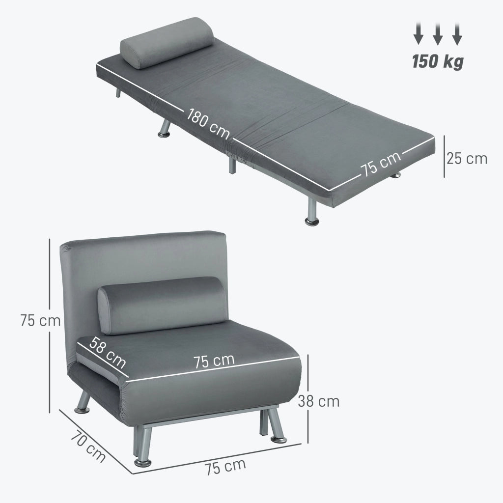 Poltrona Letto Klappbar ¨C Minimal ¨C Grigio 75x70x75 cm