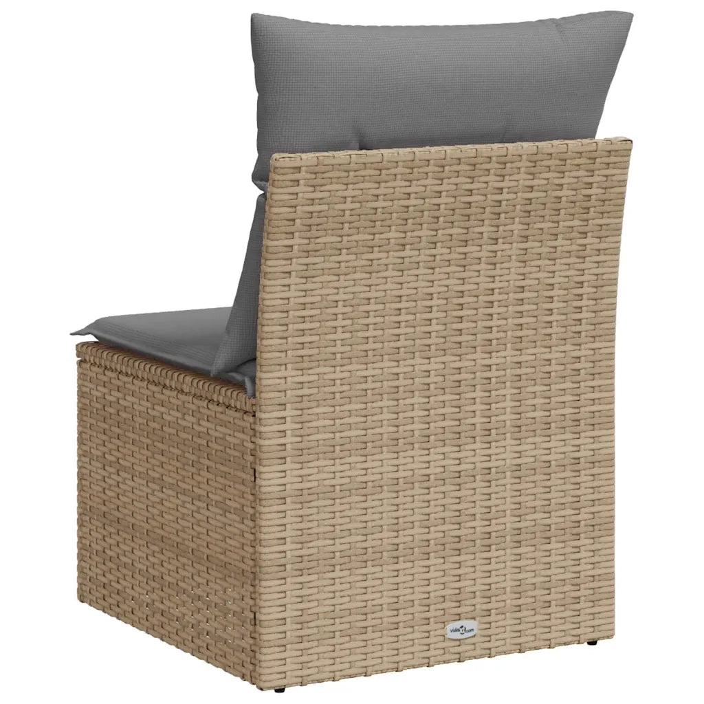 Divano Giardino Senza Braccioli con Cuscini Beige in Polyrattan 366085