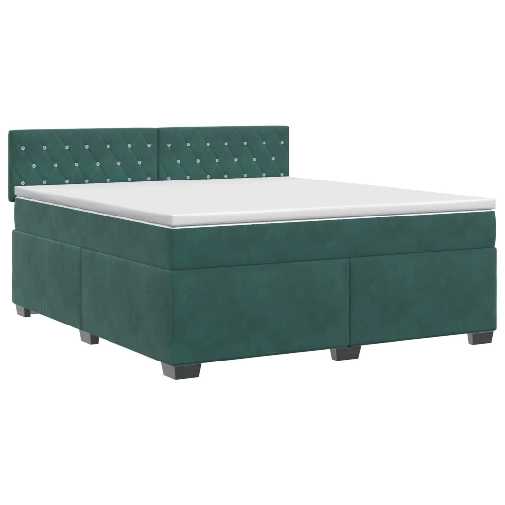 Letto box spring con materasso Verde Scuro 140 x 190 cm Velluto 3450707
