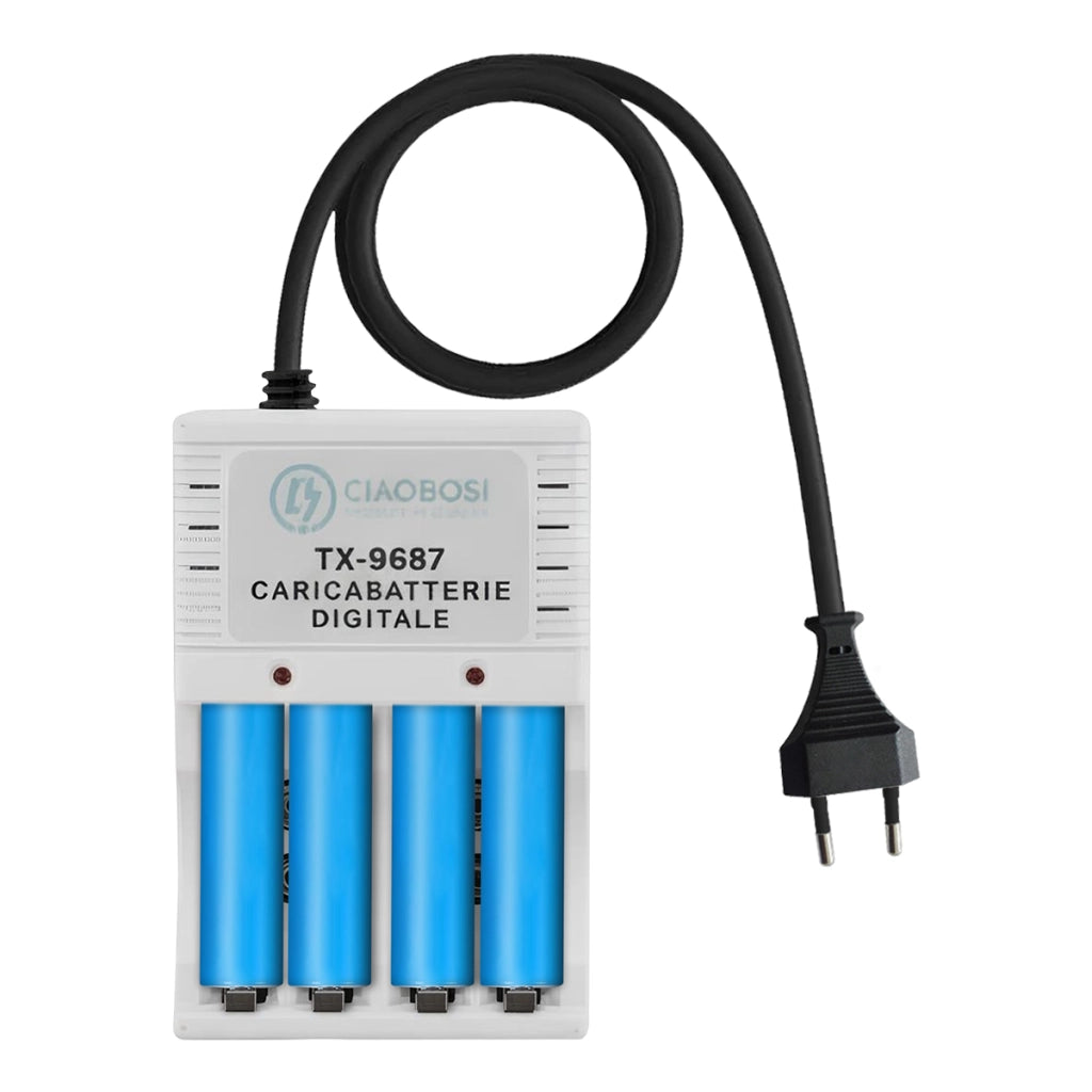 Caricabatterie digitale AA e AAA a 4 canali Presa 220V AC 130mA Grigio Avizar