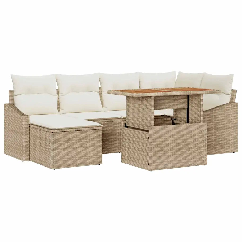 Set Divano da Giardino 7 pcs Beige Poly Rattan 3358598