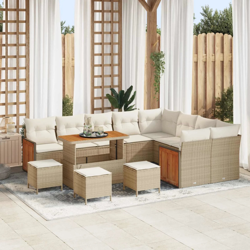 Set Divano da Giardino con cuscino 13 pcs Beige e Crema 3363221