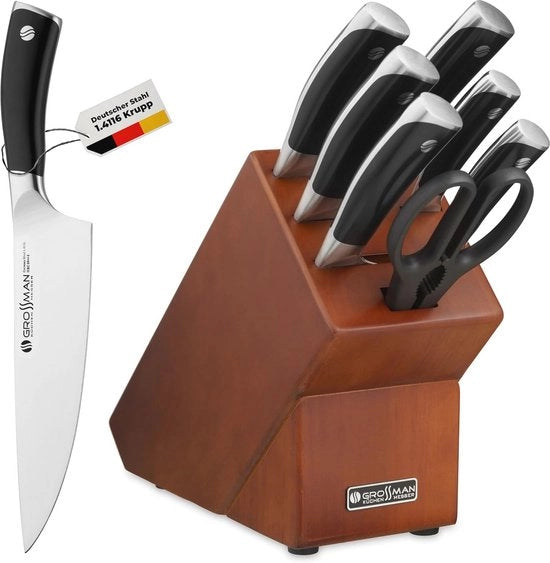 Set di coltelli da cucina 7 pezzi con blocco di acciaio inox tedesco