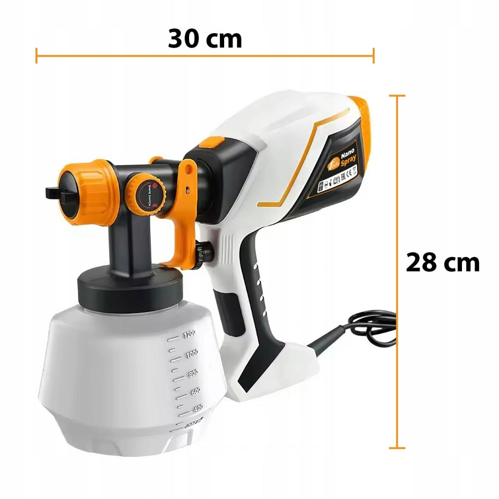 Pistola a Spruzzo Elettrica NanoSpray HVLP 1000W – 5 Ugelli, Serbatoio 1200ml | Verniciatura Pareti, Mobili, Recinzioni