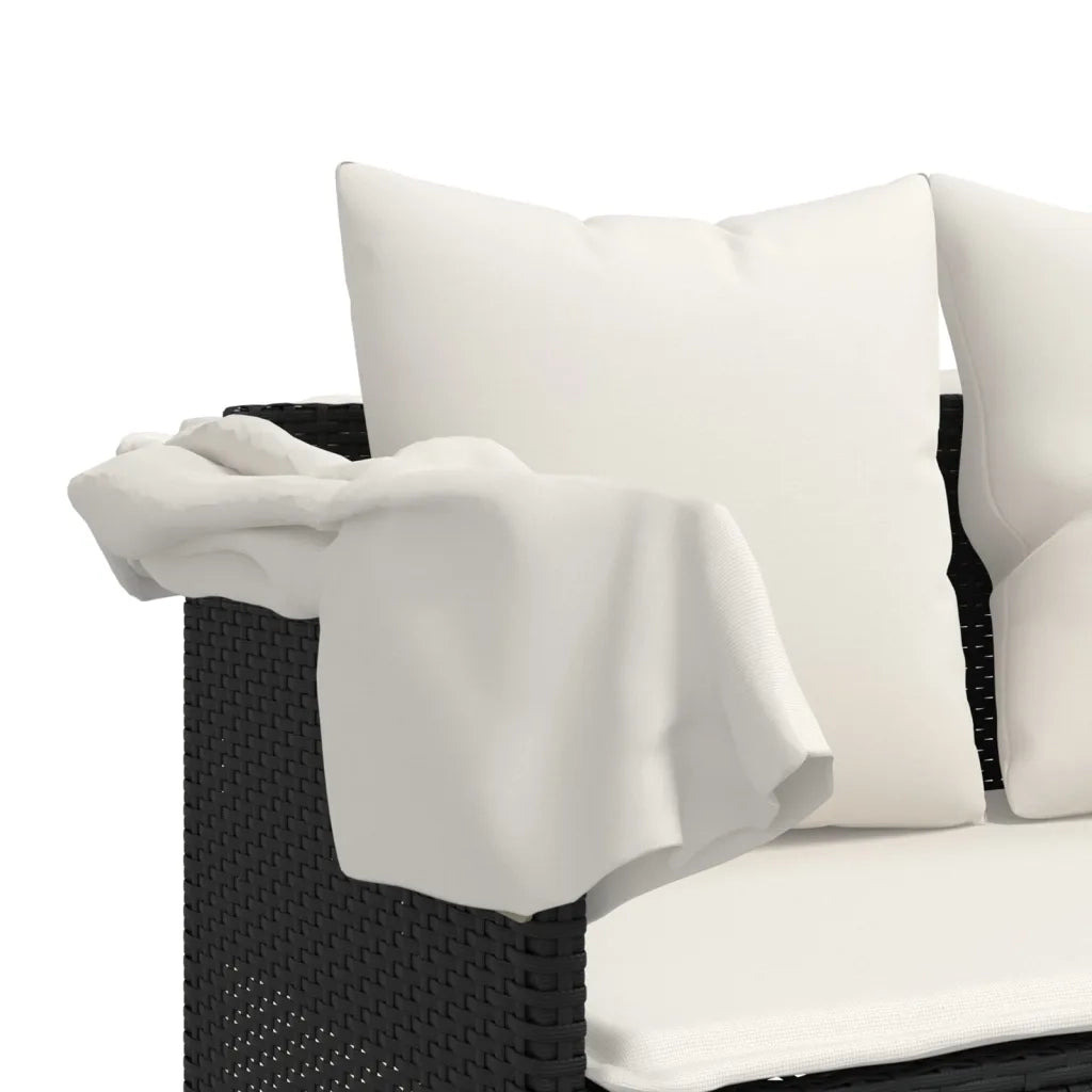 Set Divani da Giardino 5 pz con Cuscini in Polyrattan Nero 3261551