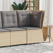 Divano Angolare da Giardino con Cuscini Beige in Polyrattan 368985