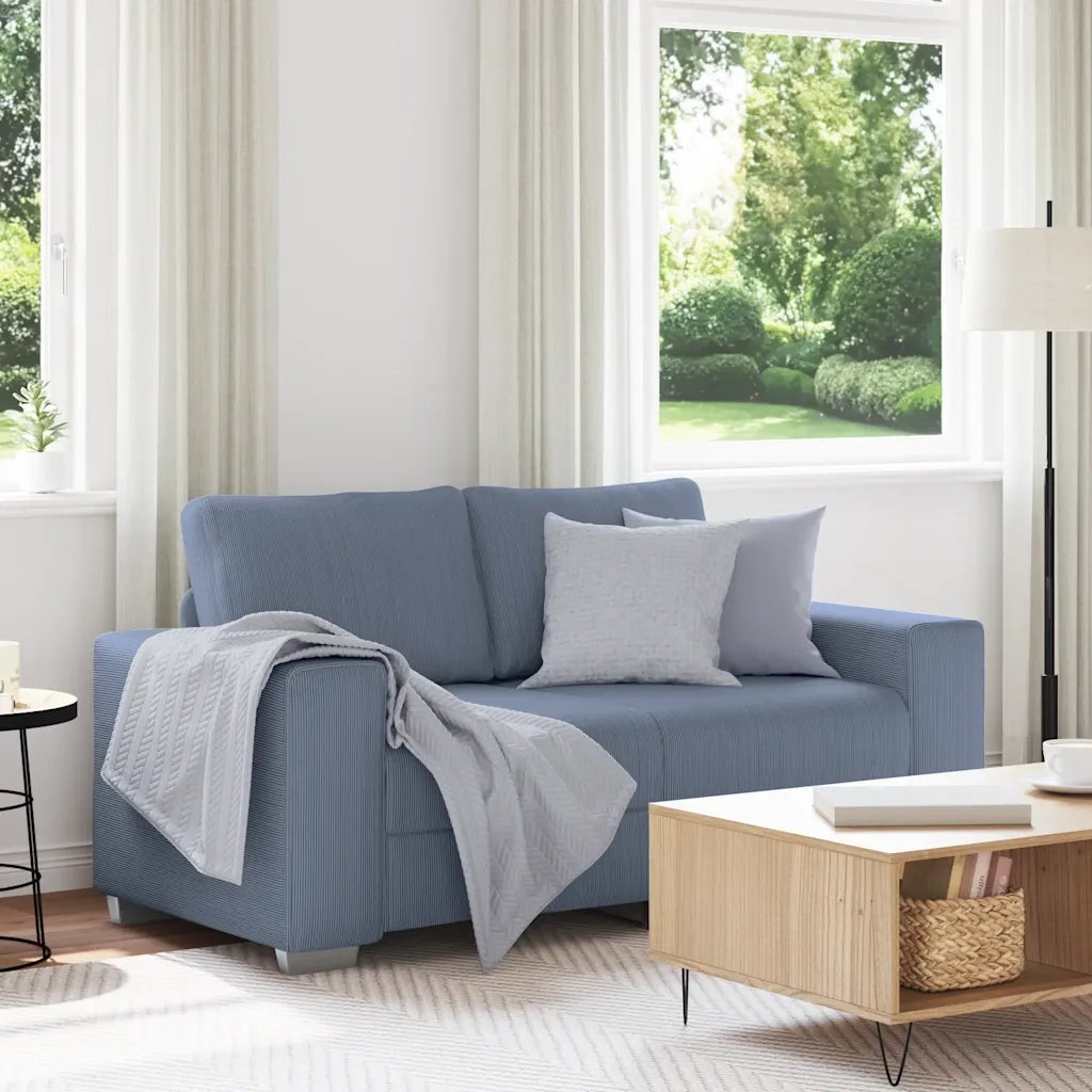Divano Divanetto-Sofa Blu 120 cm Tessuto di Velluto a Coste
