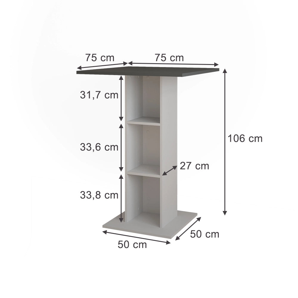 Vicco Tavolo da bar Antracite/bianco 75 x 75 cm