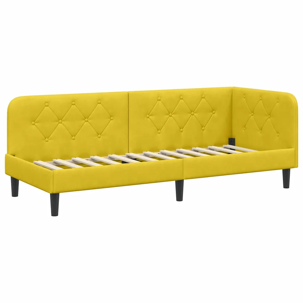 Cornice del letto ad angolo Giallo 80 x 200 cm Velluto