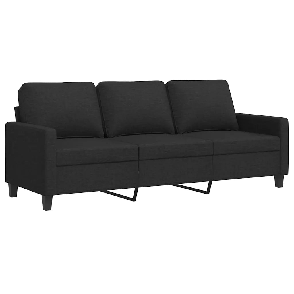 Divano a 3 Posti-Sofa 3 Posti Nero 180 cm in Tessuto 256427