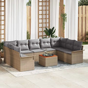 Set Divano da Giardino con cuscino 10 pcs Beige polyrattan 3347371