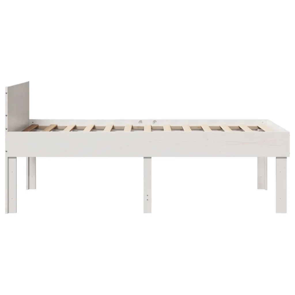 Letto singolo | Letto per adulti | Letto senza Materasso Bianco 90x190 cm in Legno Massello Pino