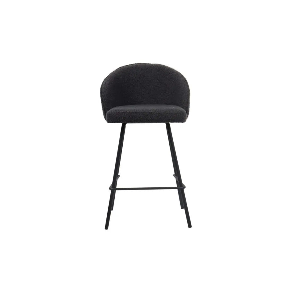 Sedia da banco JUNI – Bouclé grigio – H87 cm design contemporaneo