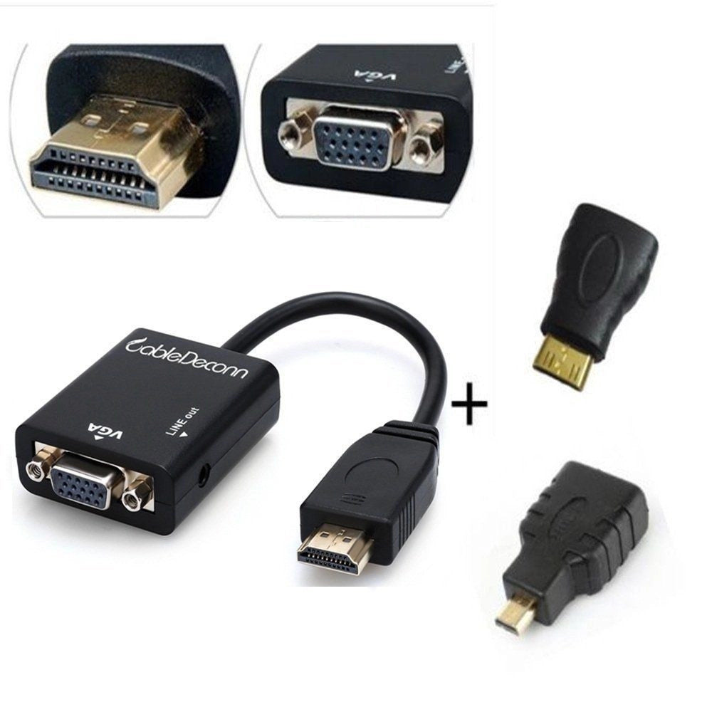 Trade Shop - Adattatore Convertitore Hdmi A Vga 3 In 1 Con Audio A Mini Micro Cavo Hdmi -