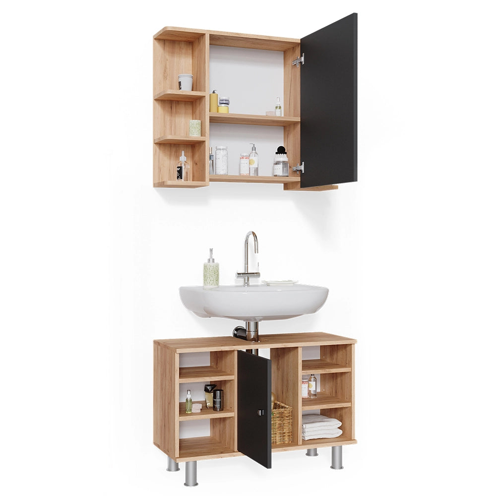 Vicco Set mobili bagno Quercia dorata 2 parti