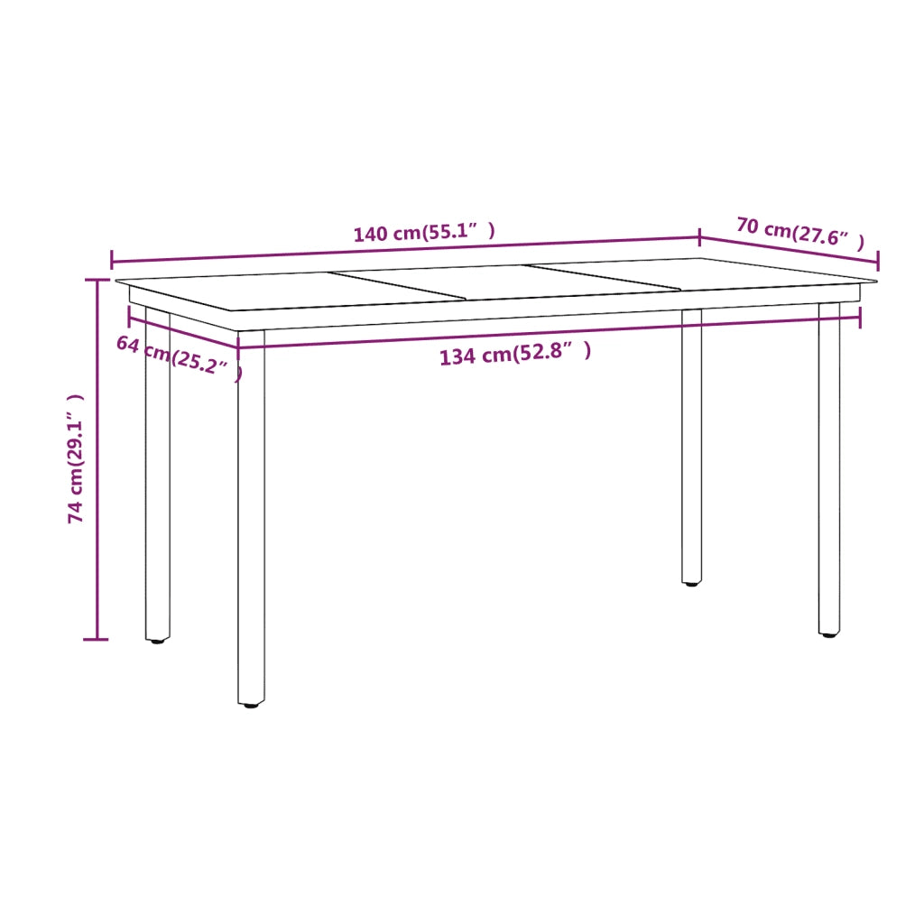 Set da Pranzo da Giardino 5 pz con Cuscini Nero 3099507