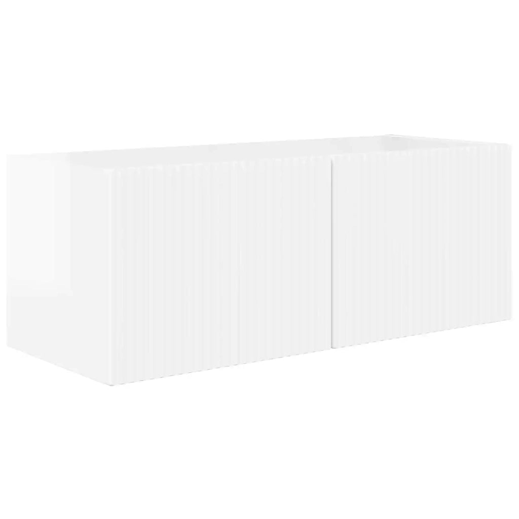 Set mobile TV 2 pcs Bianco Lucido Legno multistrato