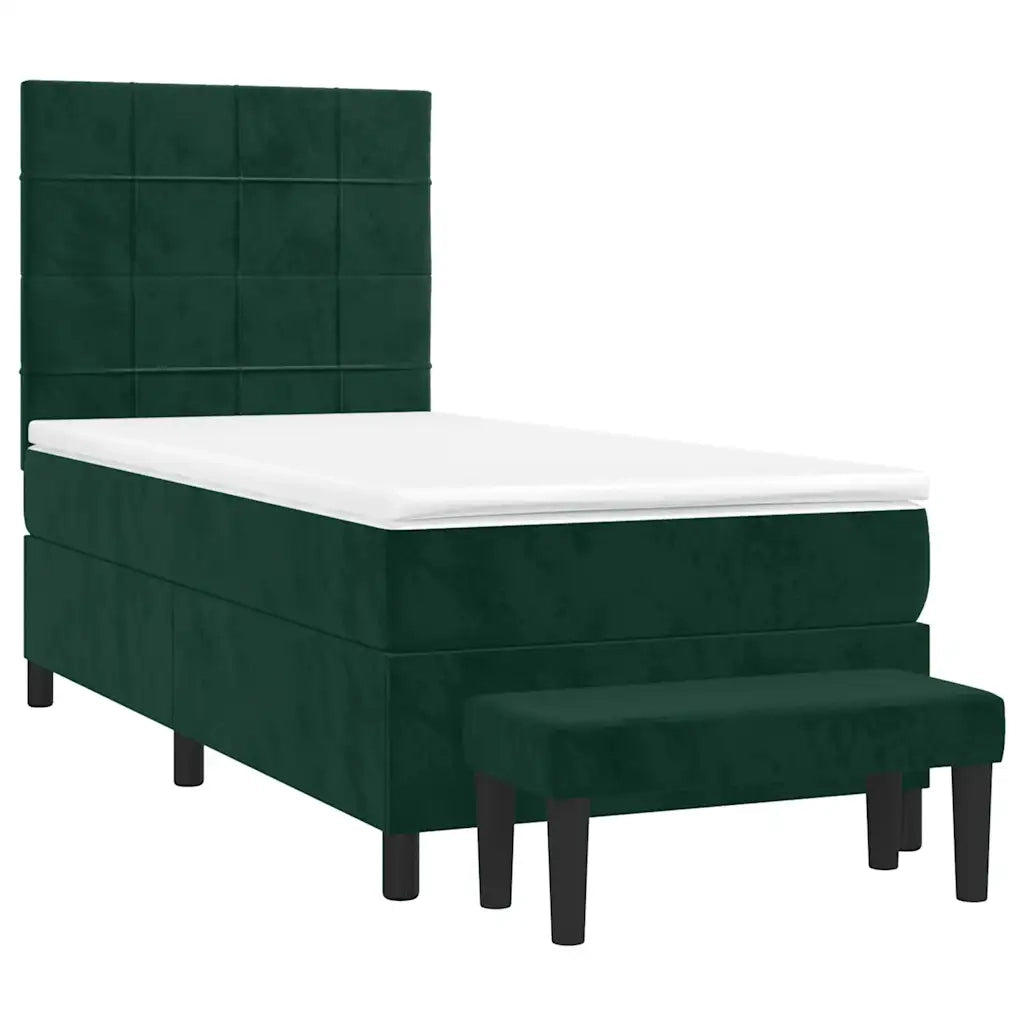 Giroletto a Molle con Materasso Verde Scuro 90x190 cm Velluto
