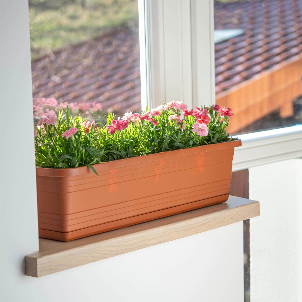 Vaso da fiori per balcone KADAX, 60 cm + sottovaso rosso mattone