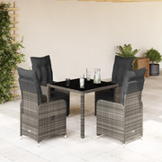 Set Bistrò da Giardino 5 pz con Cuscini in Polyrattan Grigio 3277166