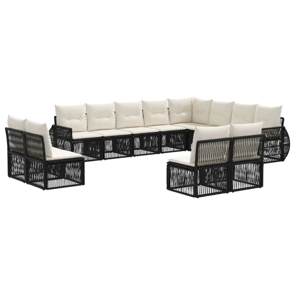Set Divano da Giardino 12 pz Nero e Bianco Crema polyrattan 3435574