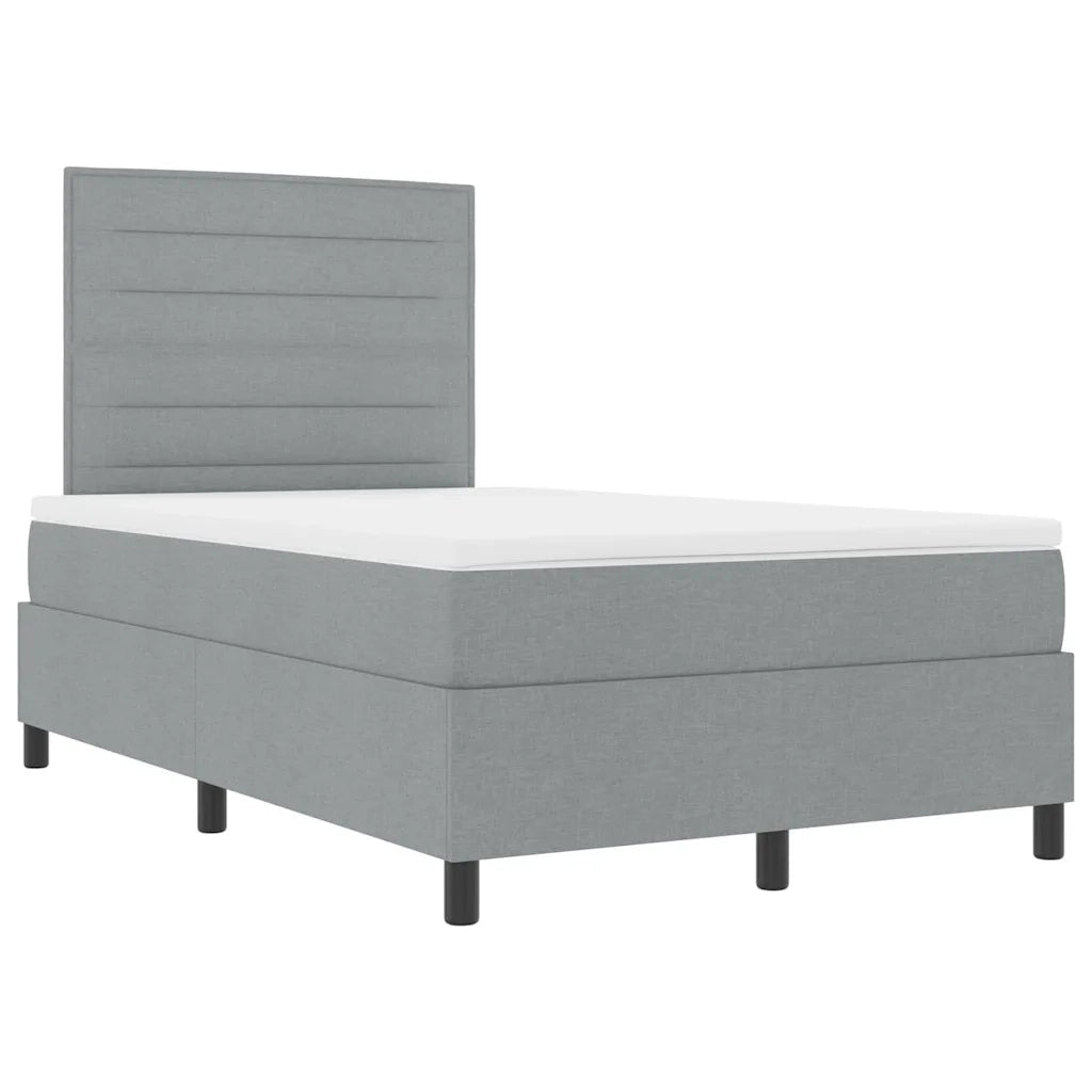 Letto a molle con materasso Grigio chiaro 120 x 200 cm Tessuto
