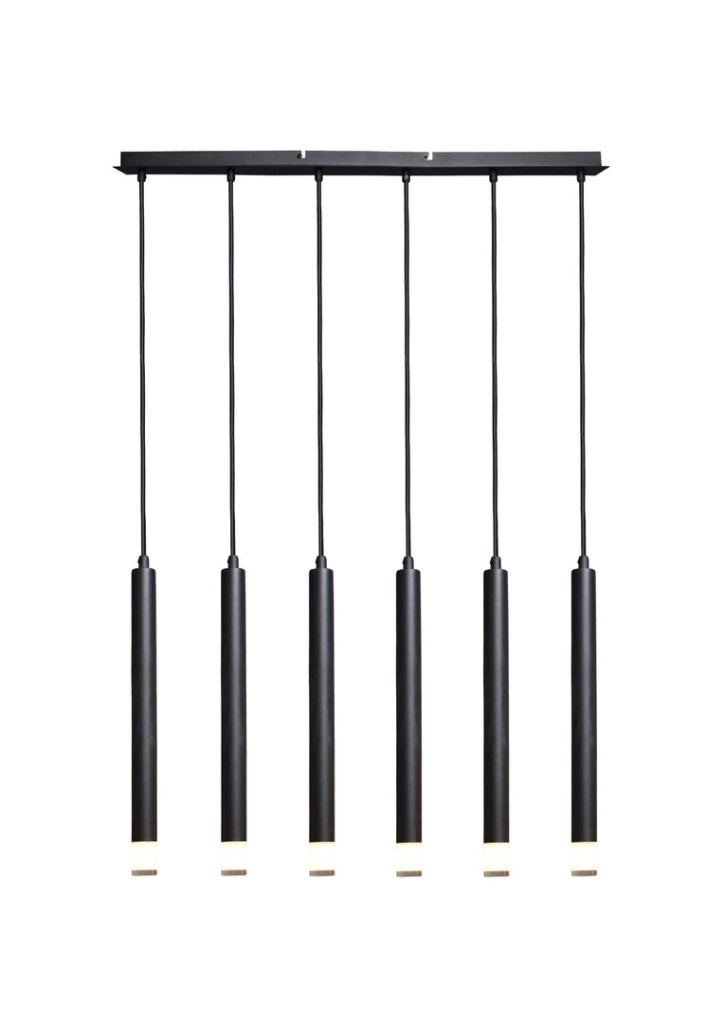 Lampada sospensione moderna nera barra 6xG9 Rabalux