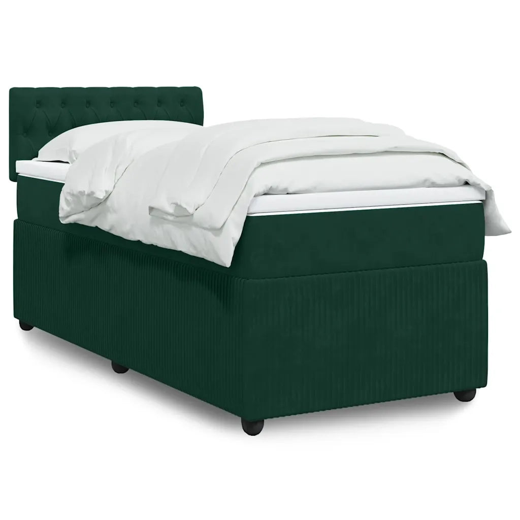 Giroletto a Molle con Materasso Verde Scuro 90x200 cm Velluto