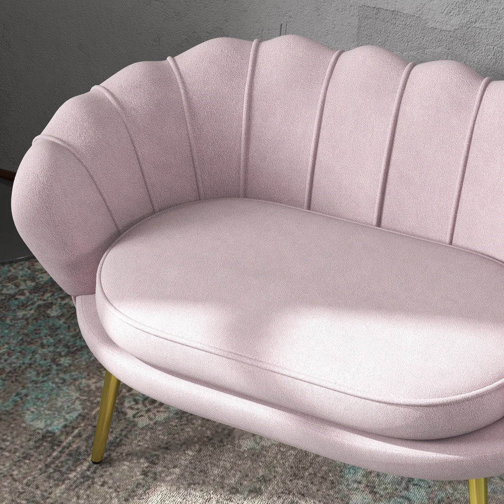 Divano 2 Posti 130x77x77 cm in Velluto Rosa