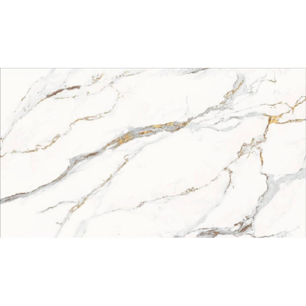Trade Shop - Pannello Adesivo Effetto Marmo Bianco Venato Oro 120x300 Cm Pareti Paraschizzi Stanza -