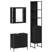 Unit¨¤ da Bagno | Armadio da bagno con lo scaffale 3 pz Nero Legno multistrato