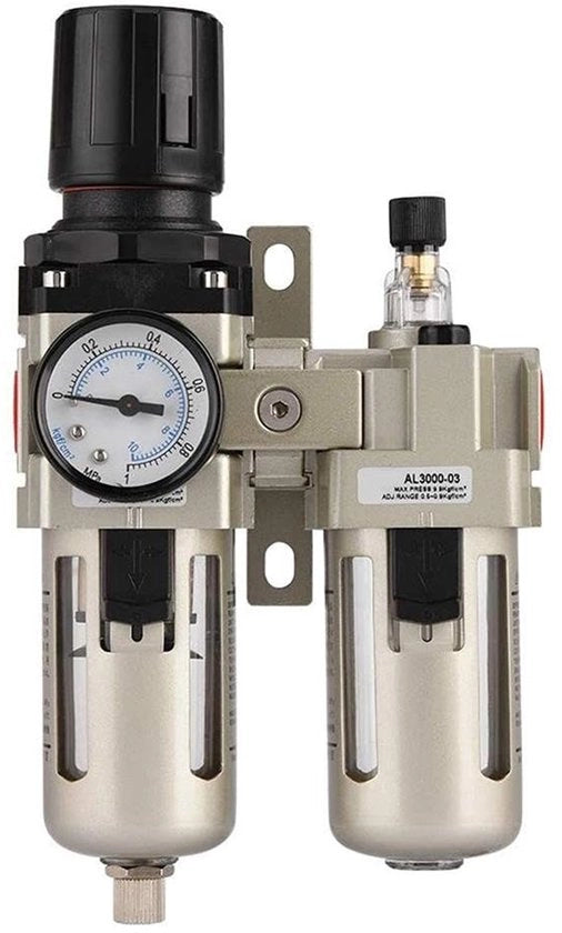 Compressore di aria - Filtro umidità - Regolatore di aria in alluminio - Progetto compattato - Filtro dell'olio della valvola - 3/8 pollici - Adatto per diverse installazioni...