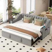 Divano letto - Xylo - 90/180x190 cm braccioli USB velluto grigio
