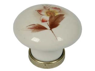 POMOLI TONDI IN PORCELLANA MOD.P04.01 AVORIO DECORO FIORE- - ø mm.31x26h. - 5 pezzi METALSTYLE