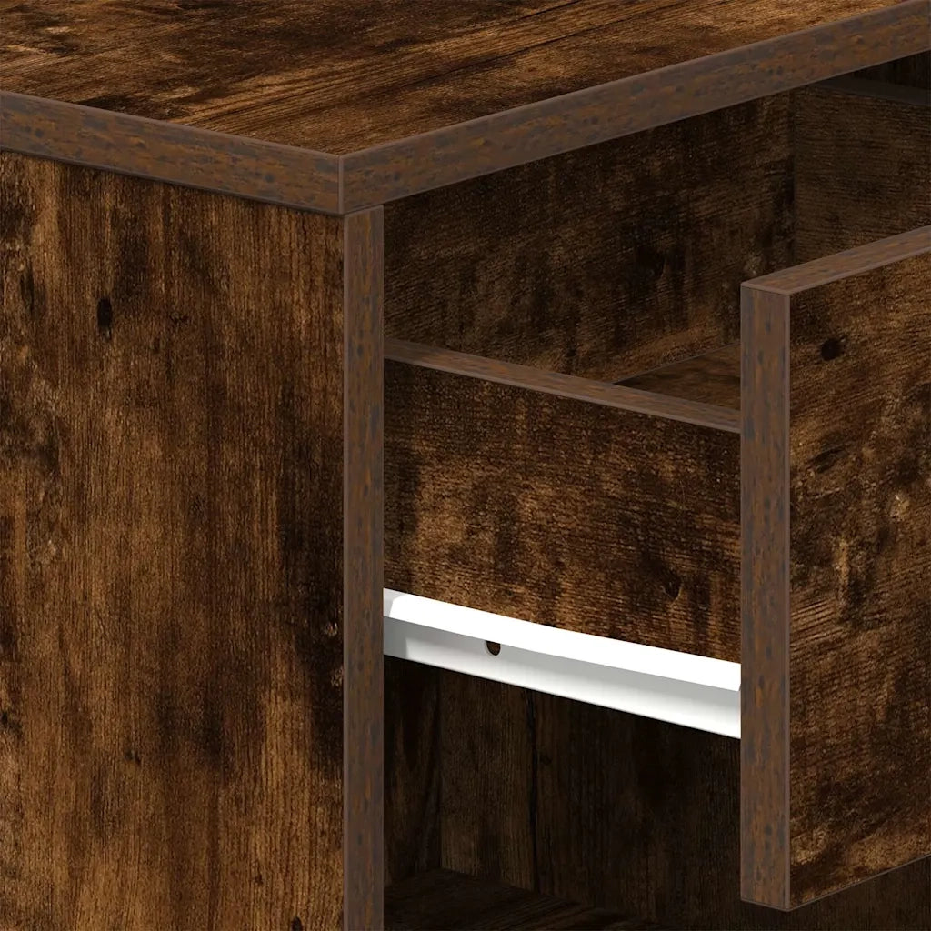 Comodino con cassetto-Tavolino da notte Rovere Fumo 39x28x41 cm