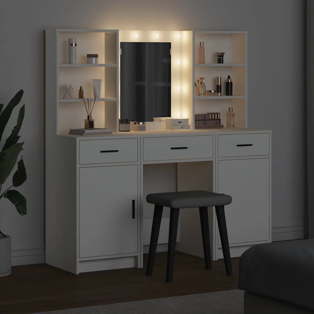Set da tavolo da trucco con LED 3 pcs Bianco Legno multistrato 3334290