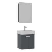 Set mobile lavabo con specchio (2 pezzi) "Orbit 55" - 55 x 38 x 62 cm - Antracite
