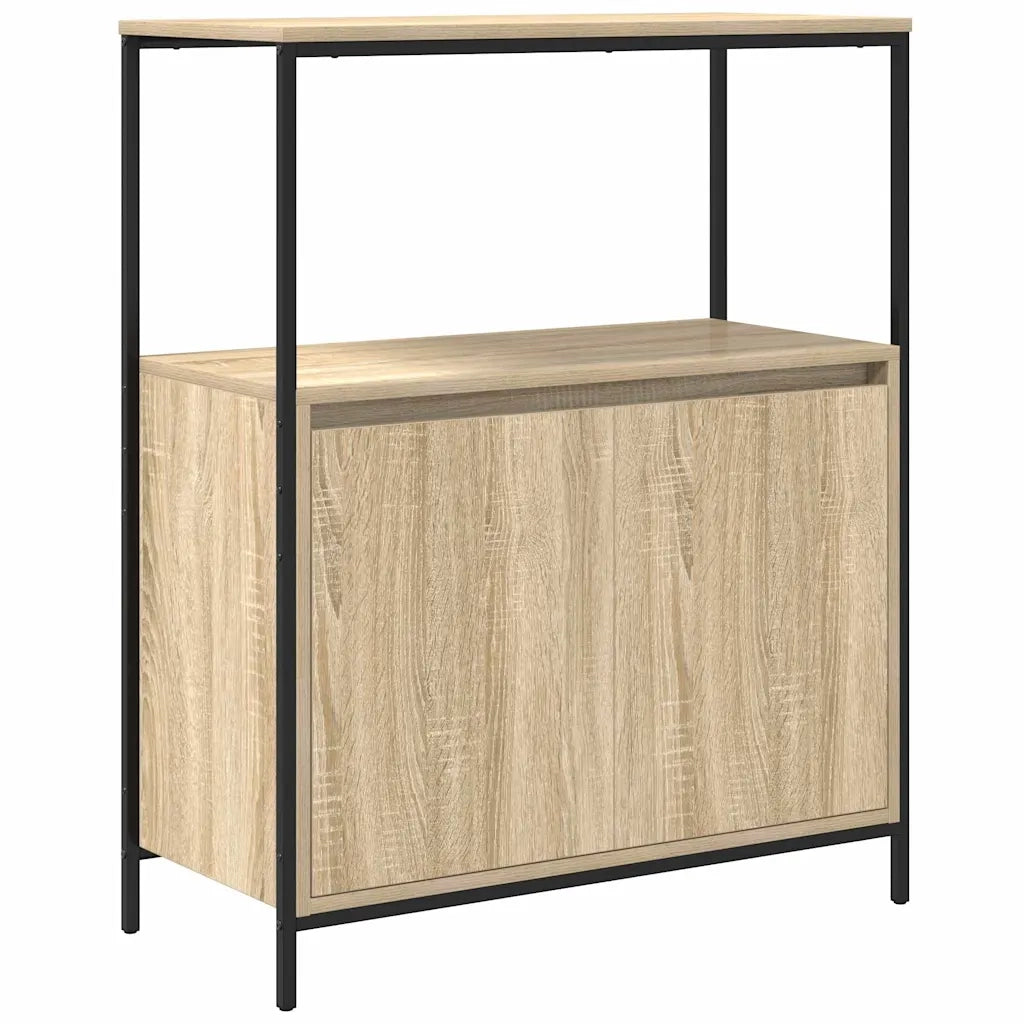 Set di mobili per il bagno con porta 5 pcs Rovere Sonoma e Nero 3328385